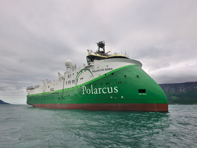 Polarcus Adira, a seismic research vessel of the SX134 design, ordered and managed by Polarcus.
