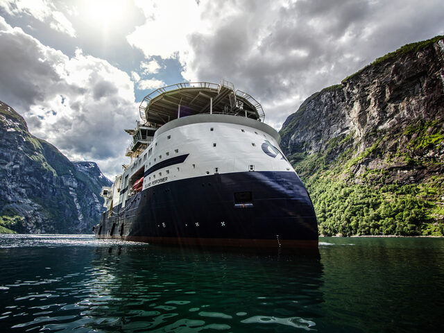 Island Performer in the fjord of Geiranger
