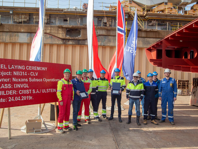 Keel Laying ceremony of the Cable Laying Vessel 'Nexans Aurora'.