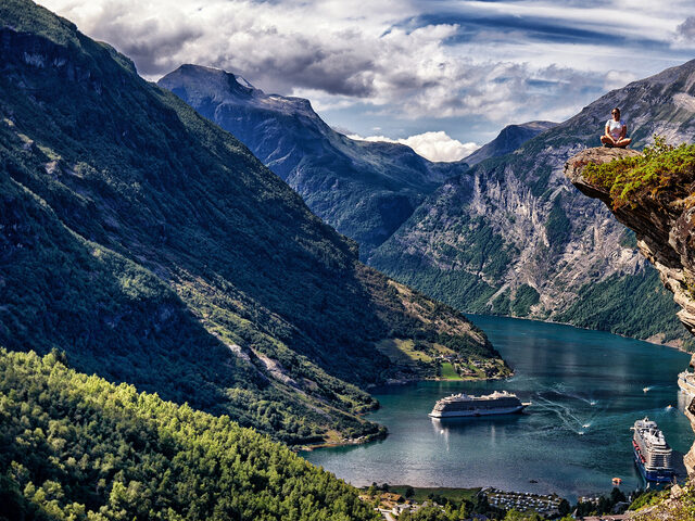 A Geiranger view, this Norwegian UNESCO fjord is much visited by cruise vessels.