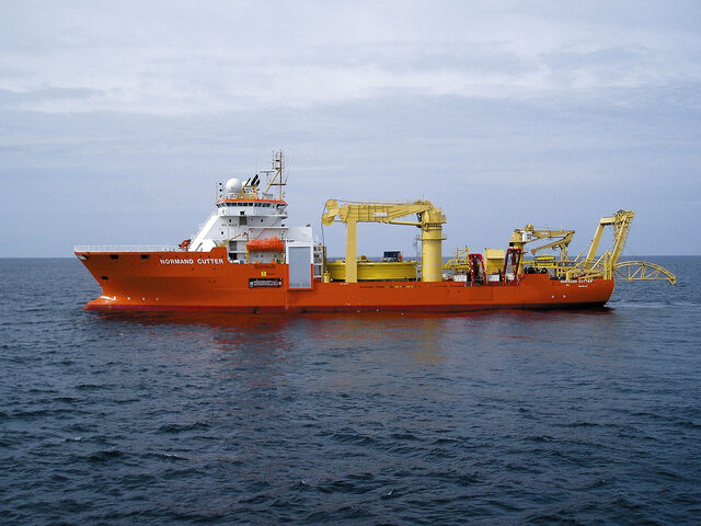 The converted Normand Cutter on survey at the Oseberg A field in June 2004.