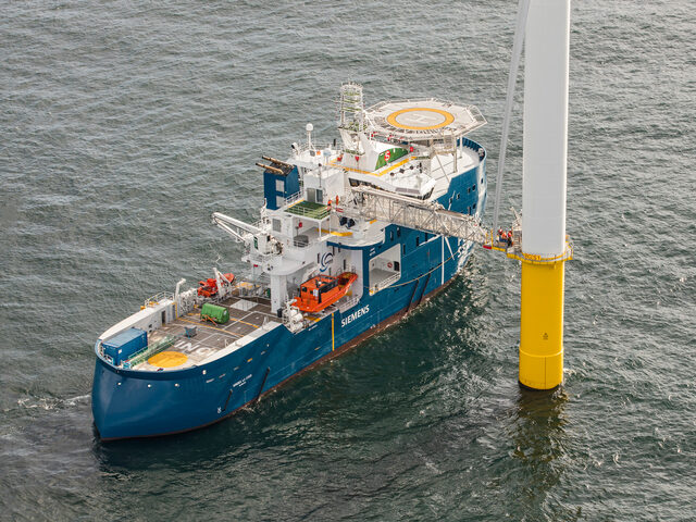 Windea La Cour connected to offshore wind turbine.