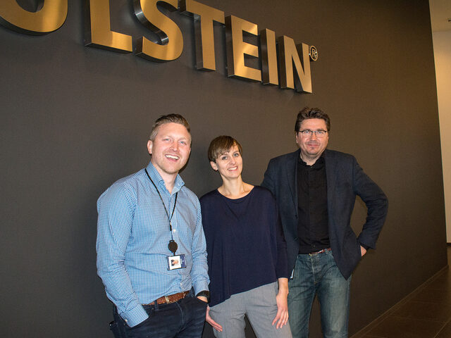 Trond Skodjevåg Bø (Sales Manager Ulstein Verft), Ann Katrin Barstad (Naval Architect Ulstein Design & Solutions AS) and Kristian Sætre (Managing Director Ulstein Verft).