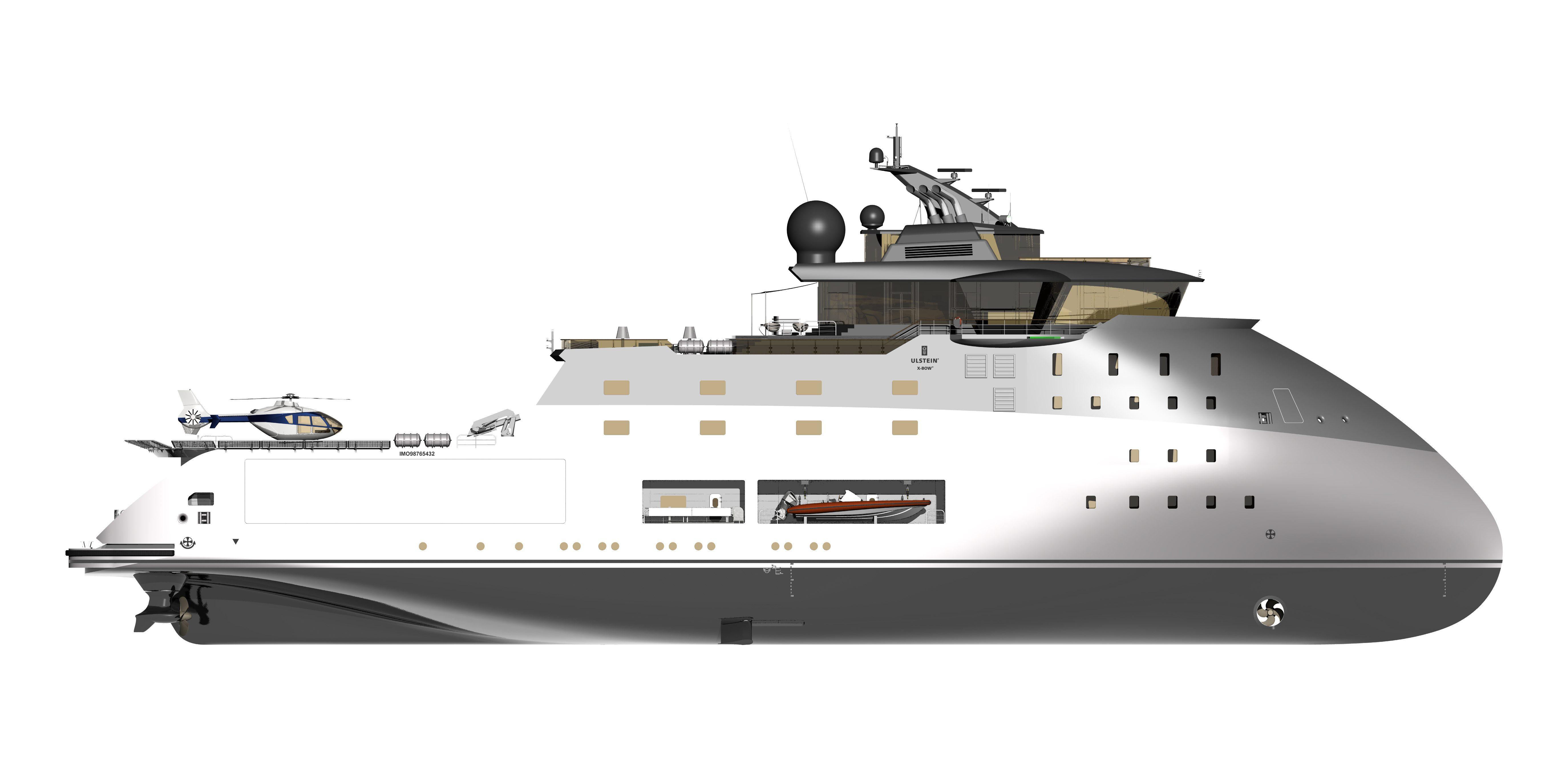 Our yacht support vessel designs range from 55 to 90 metres in length and they can carry all your tenders and toys.