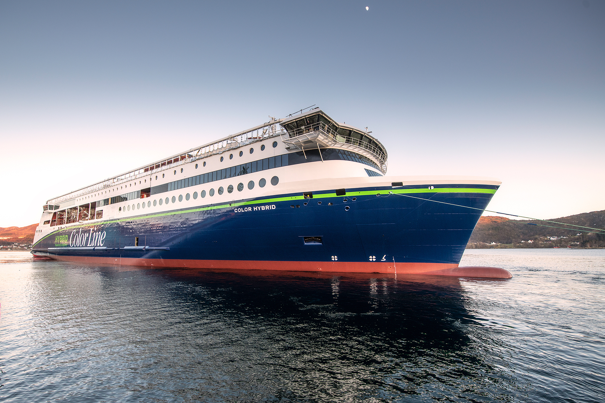 'Color Hybrid' at her launch from the dock hall at Ulstein Verft in April 2019. Photo: Per Eide Studio.