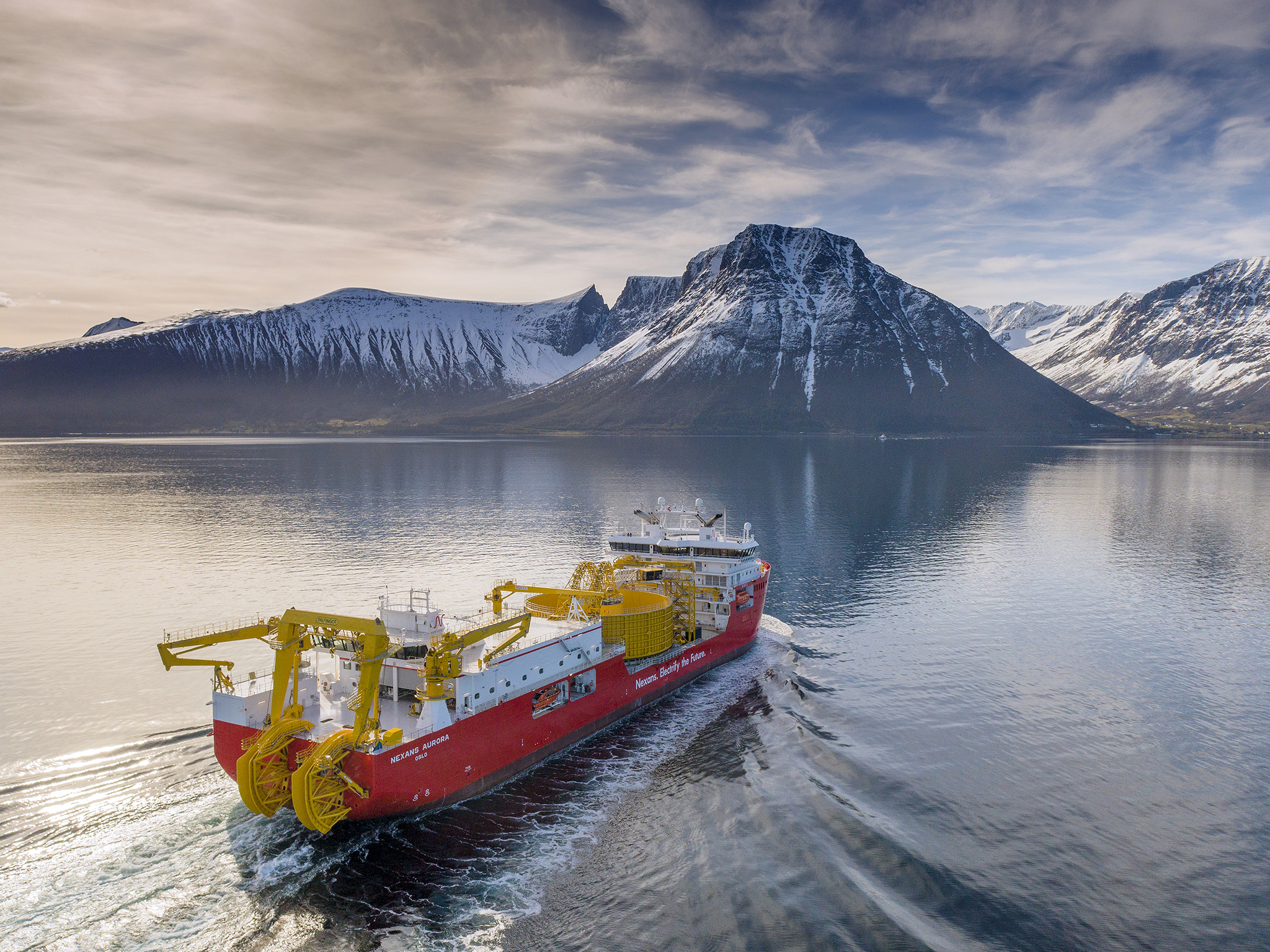The cable laying vessel Nexans Aurora, designed by Skipsteknisk, built by Ulstein Verft.