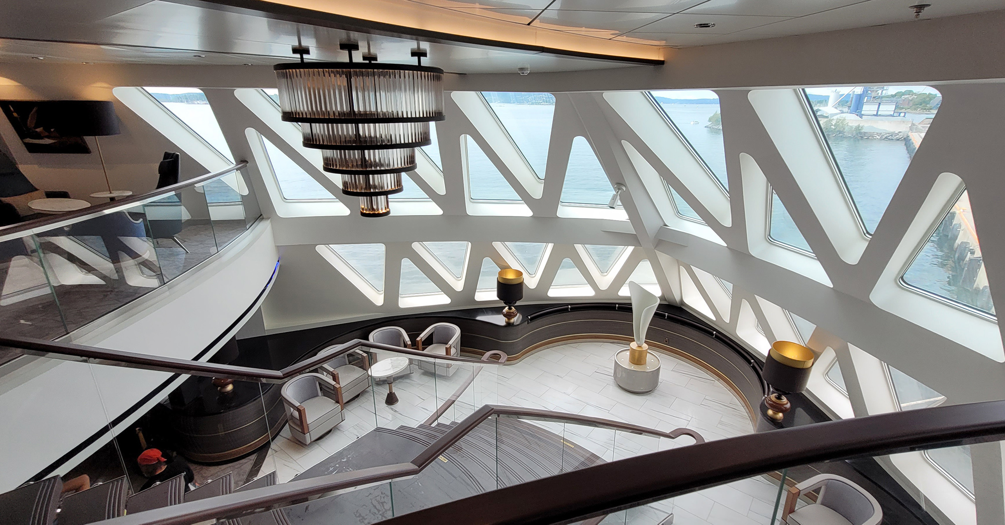 The bow lounge with windows, the photo was taken by the Ulstein designers in July 2022.