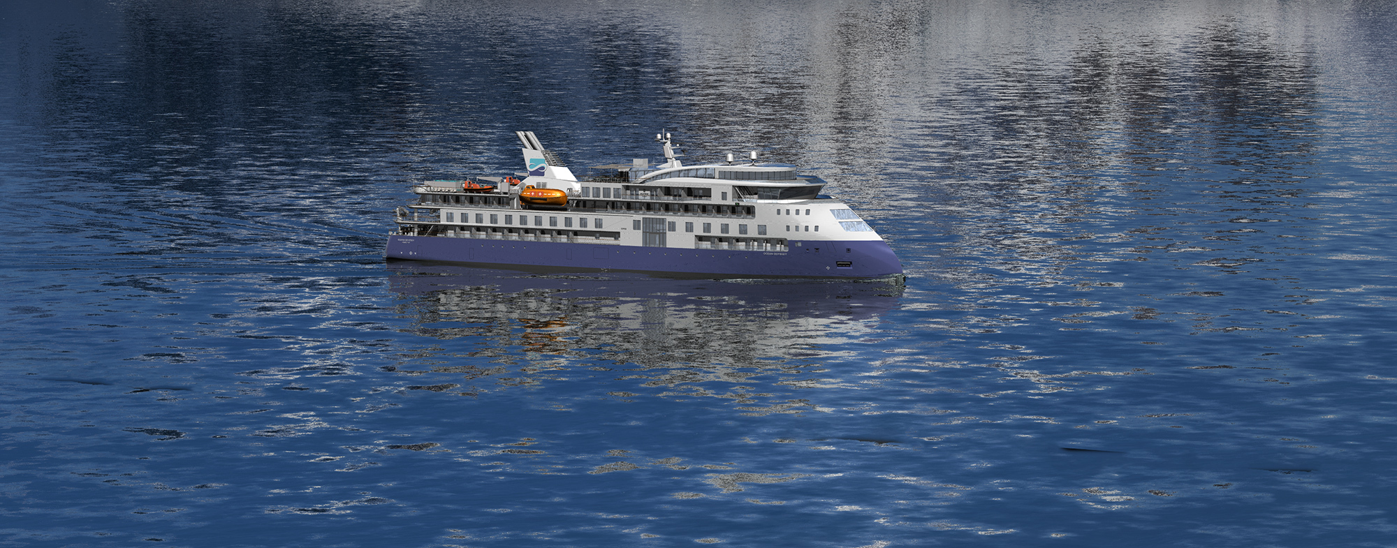 The Ocean Odyssey, an expedition cruise vessel featuring the ULSTEIN X-BOW.