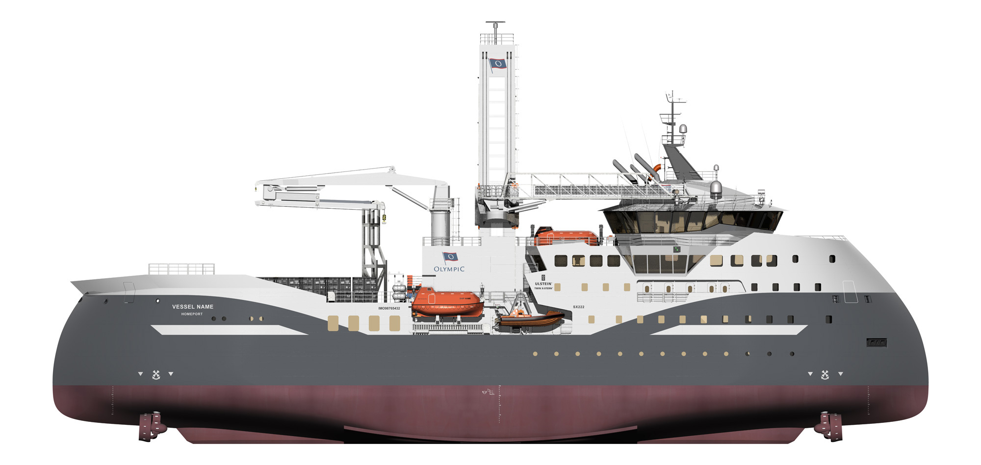 TWIN X-STERN: Olympic har bestilt 2 (+2) CSOV-skip til havvindindustrien, skipa er designa av Ulstein.