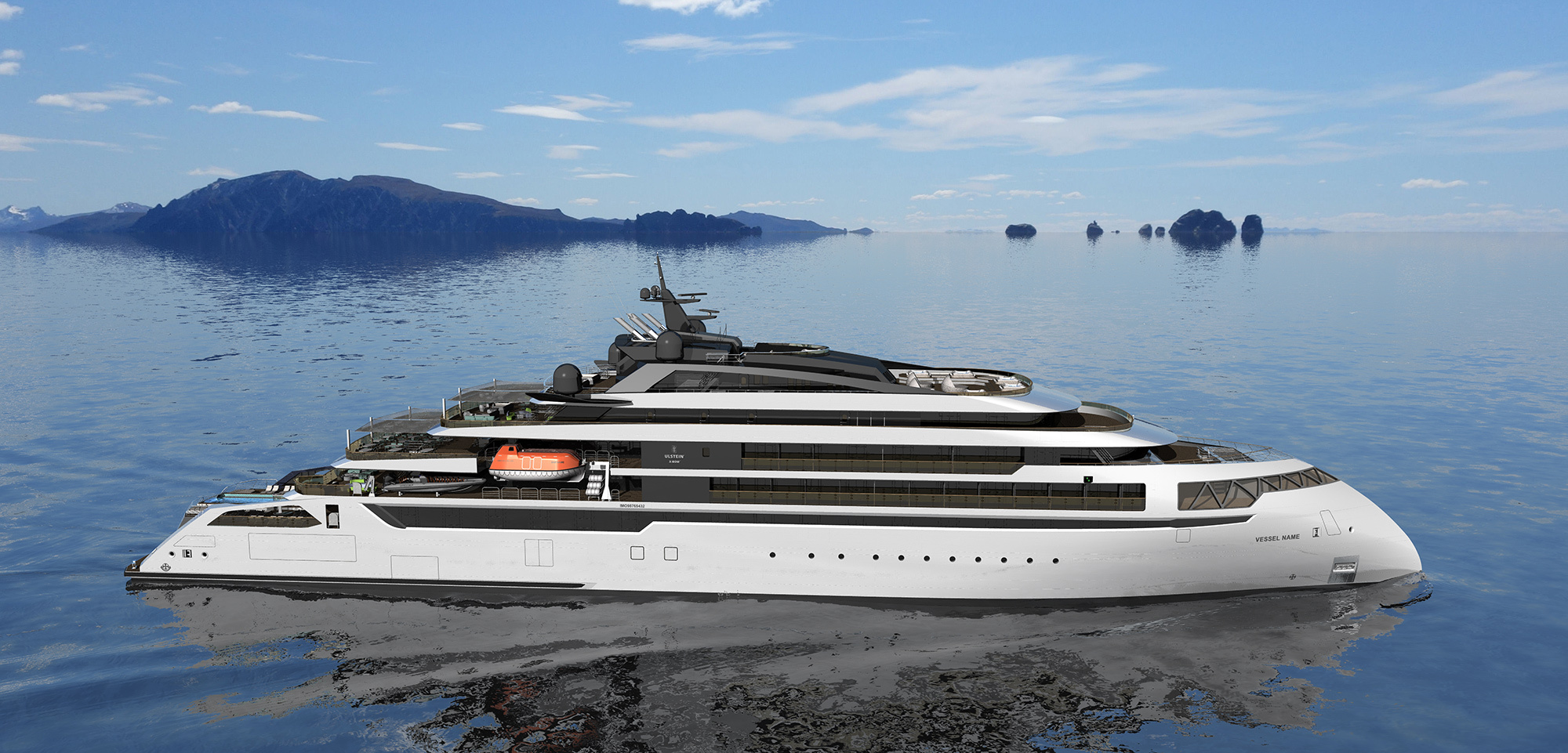 An ULSTEIN CX129 expedition cruise vessel with room for alternative energy sources.
