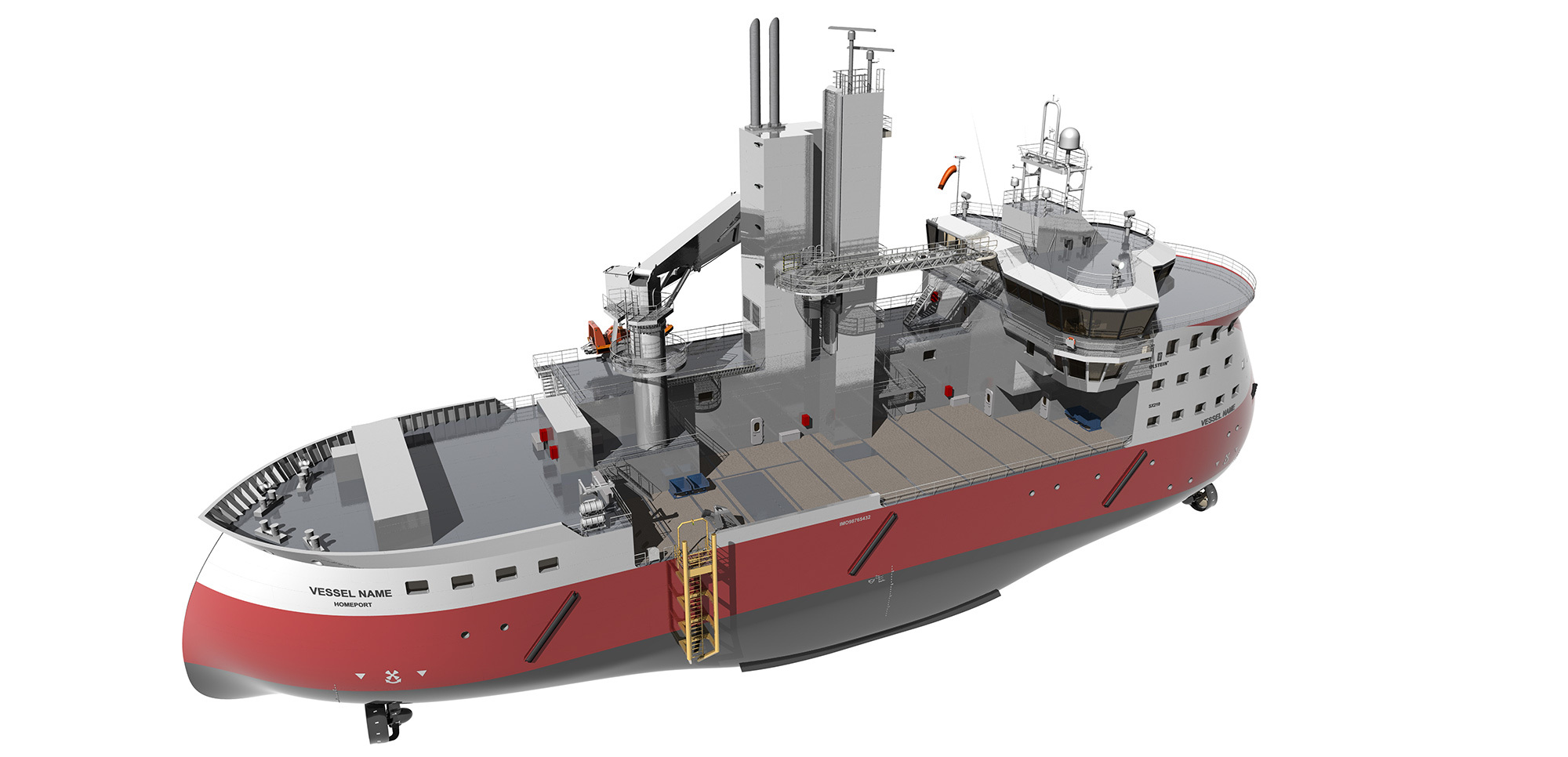 Ulstein’s SX210 design for service and maintenance of offshore wind turbines incorporates the TWIN X-STERN™ hull design.